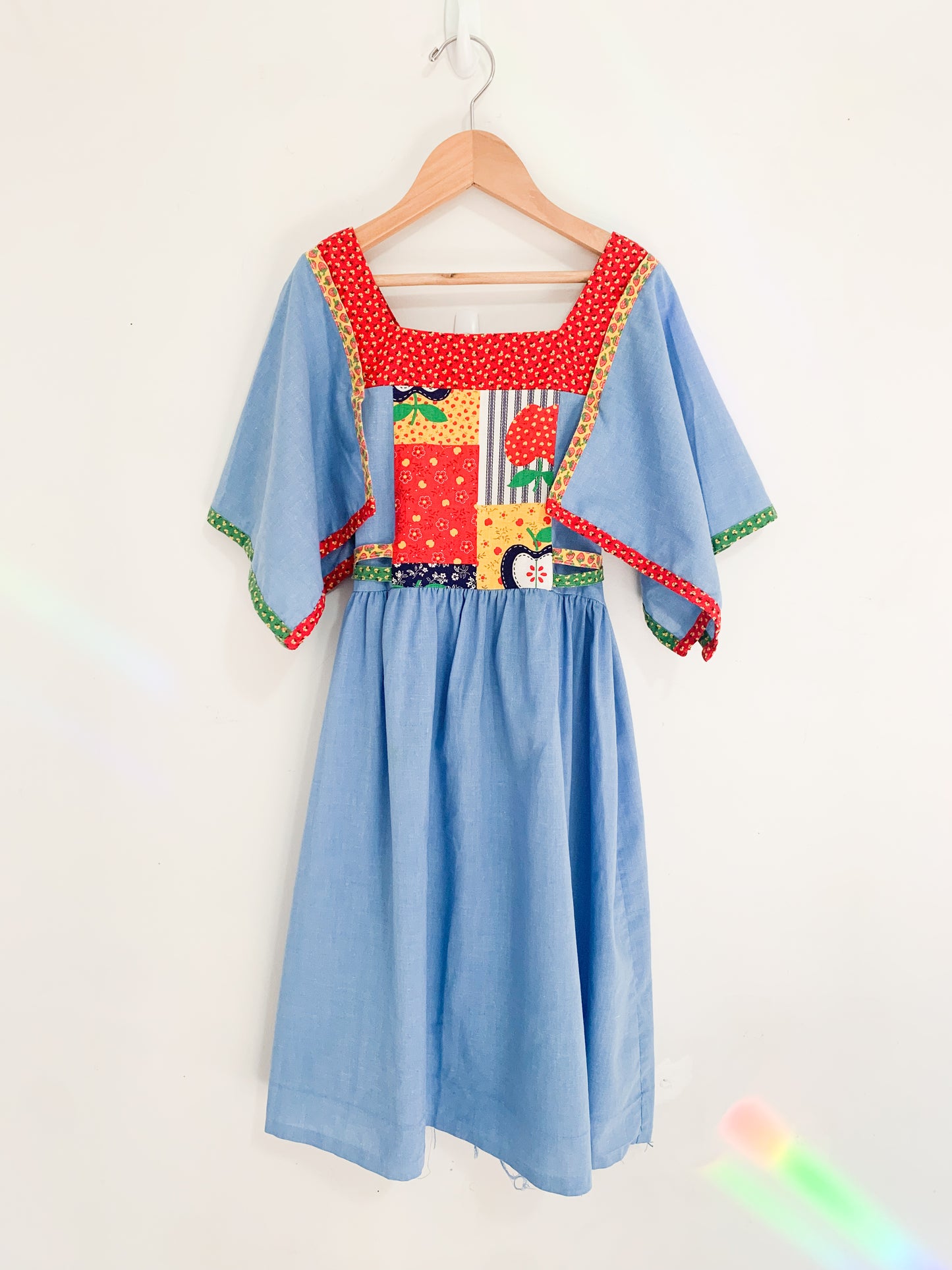 Vintage Handmade Fruit Patchwork Print Dress 6-8 years