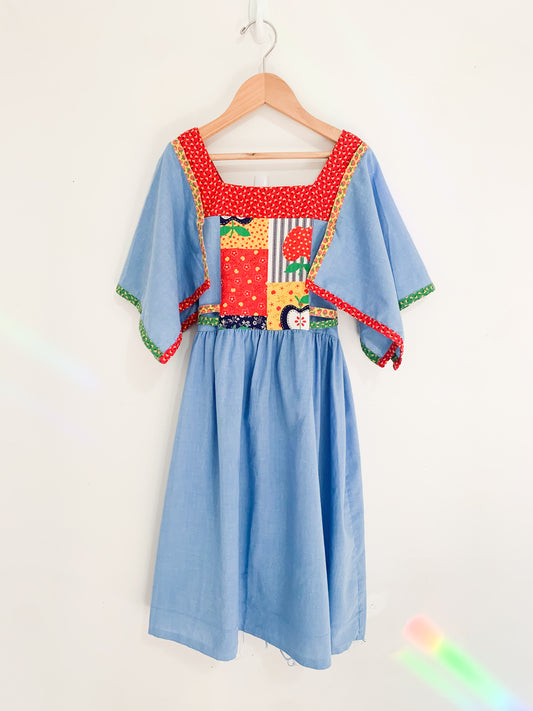 Vintage Handmade Fruit Patchwork Print Dress 6-8 years