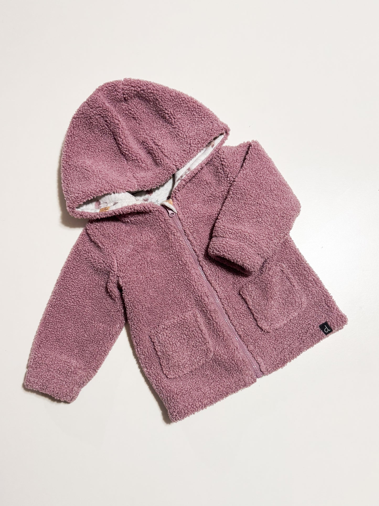 Deux par Deux lined Hooded Zipup Sweater size 18-24 months