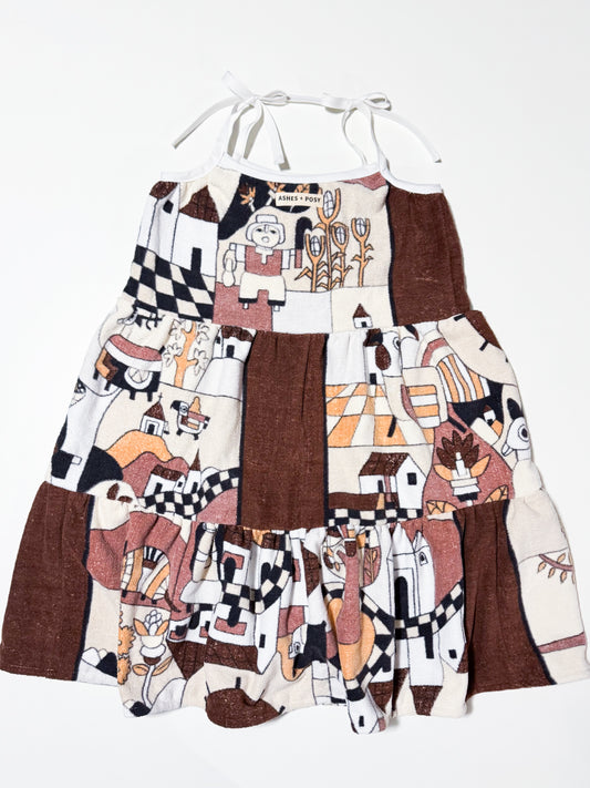 Vintage upcycled towel tiered dress
