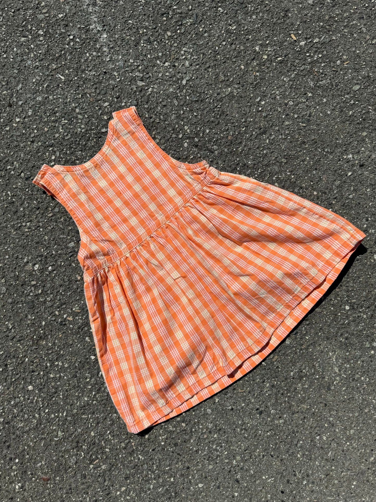 Vintage Oshkosh Plaid Creamsicle Dress with Floral Embroidery 24 months