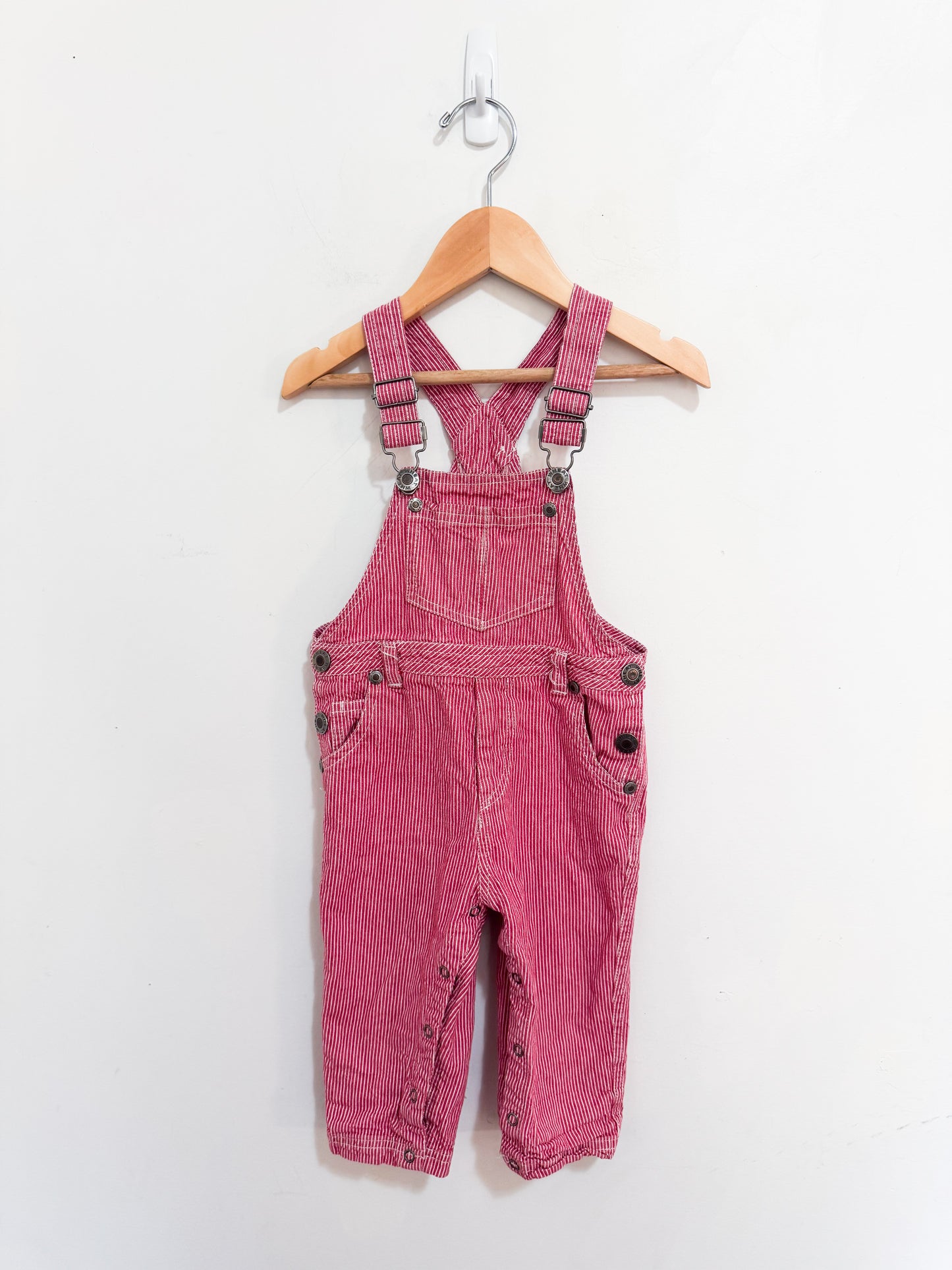 Wheat Red Striped Overalls 9-18 months