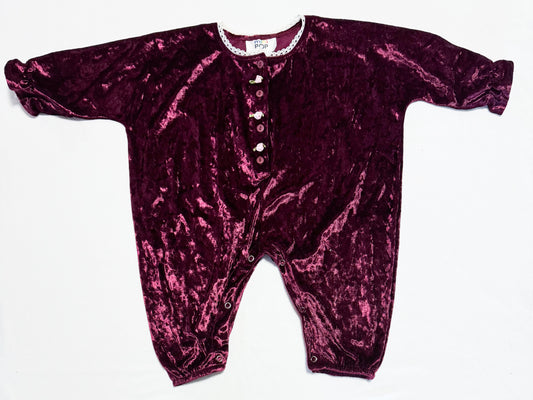 Vintage Mini Pop by Reitmans Crushed Velvet Bubble Romper 12-18 months