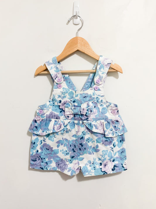 Vintage Floral Denim Bubble Short Romper 12 months