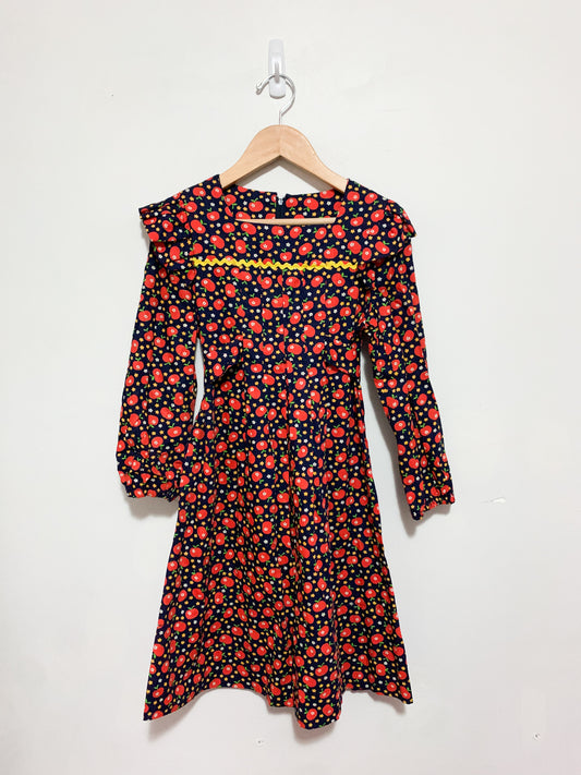 Vintage Handmade Apple + Floral AOP Dress 5-7 years