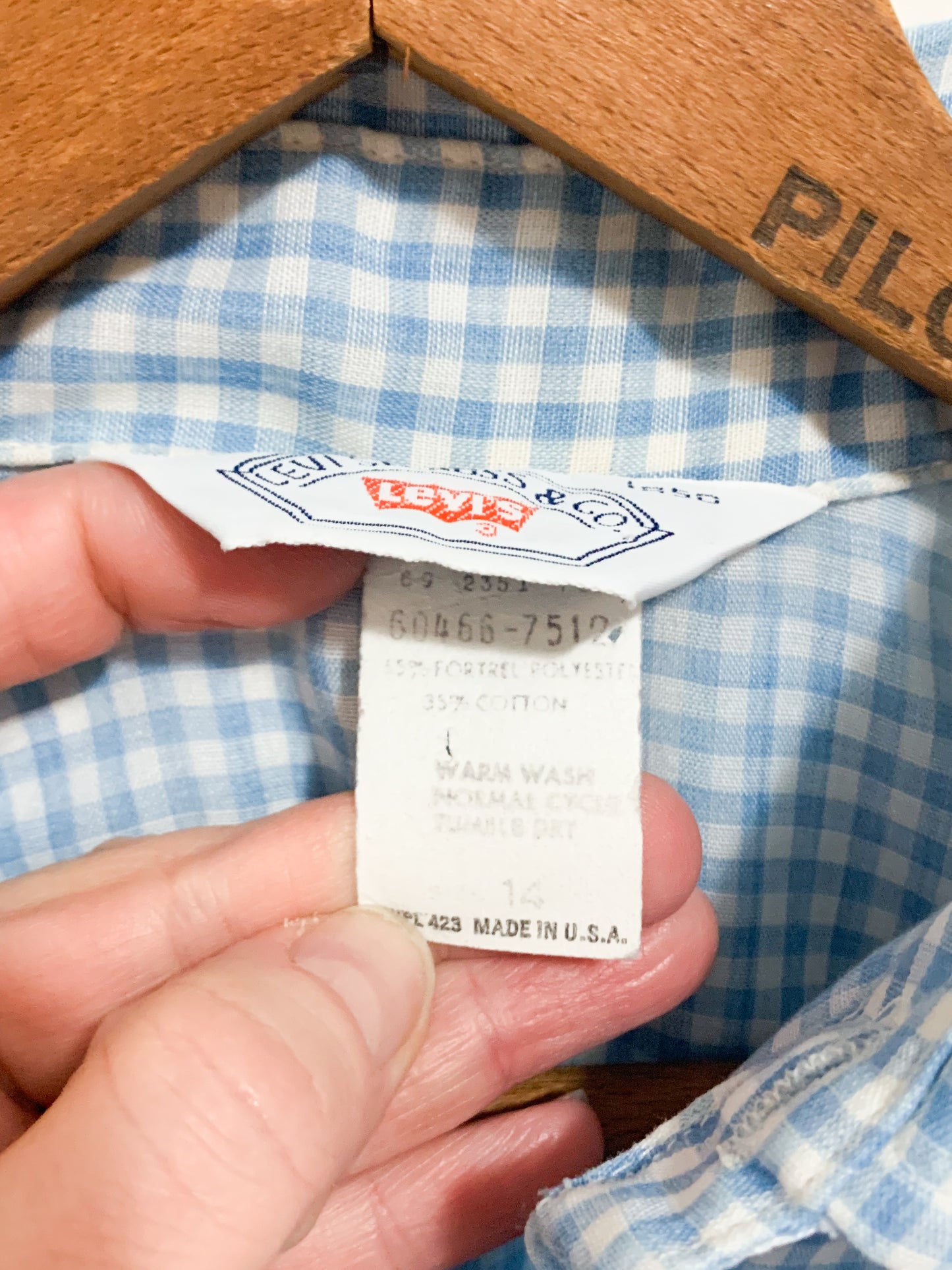 Vintage Levi’s 70’s Gingham Shirt 10-12 years Womens XS/S