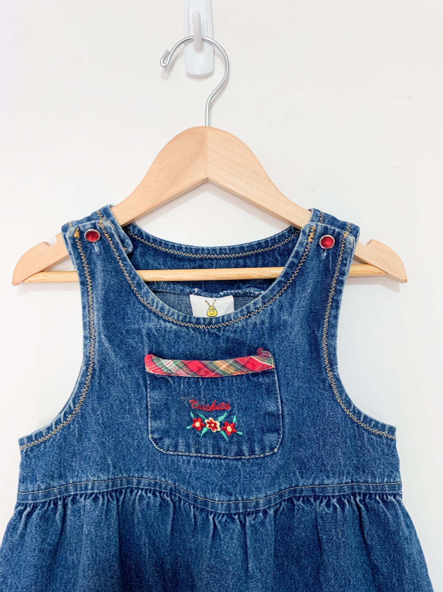 Vintage Krickets Denim + Plaid Trim Dress 3 years