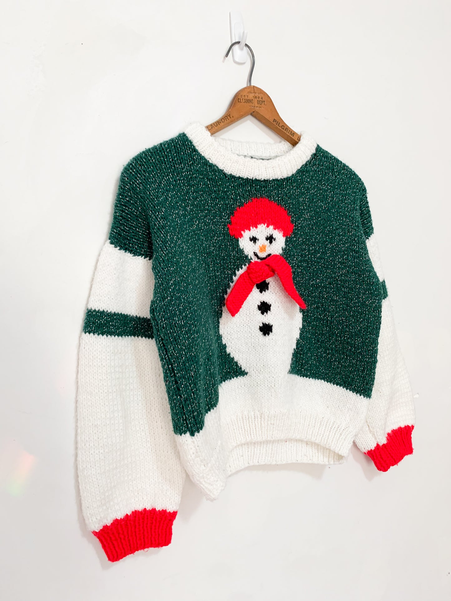 Vintage Handknit Snowman Sweater 7-10 years