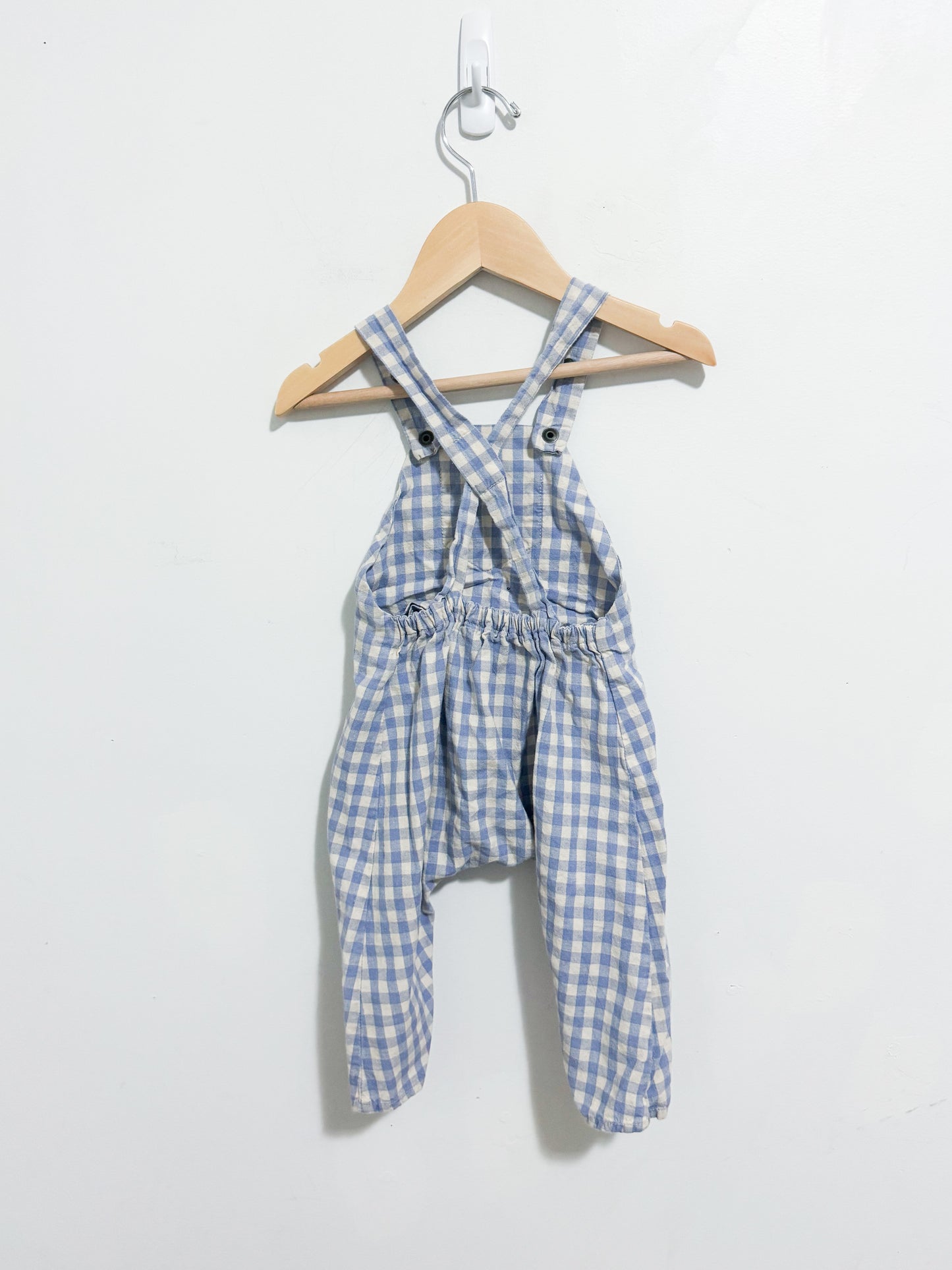 Beta Made Gingham Overalls 12 months