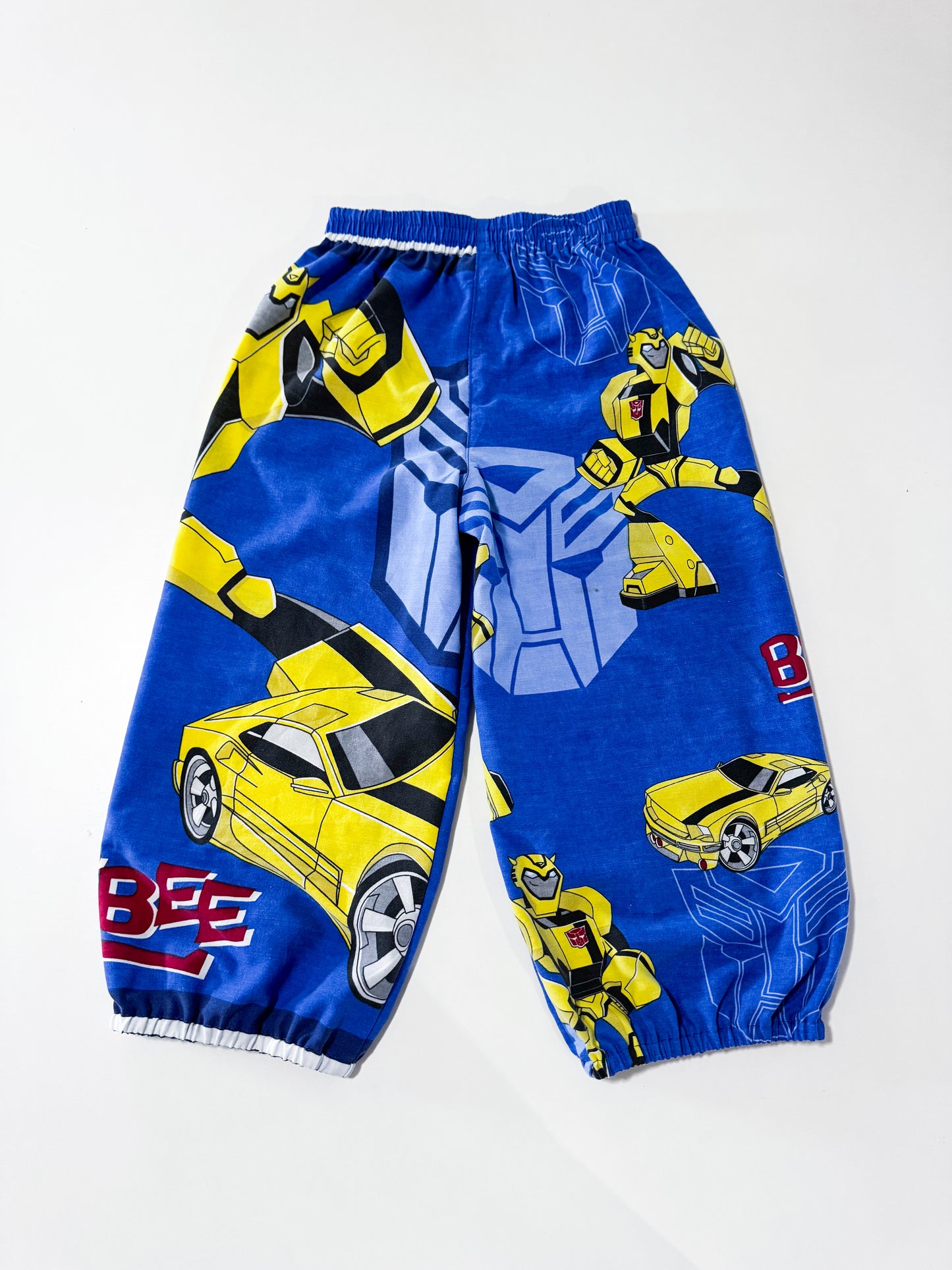 Vintage Upcycled Transformers Bumblebee Balloon Pants 3-5 years