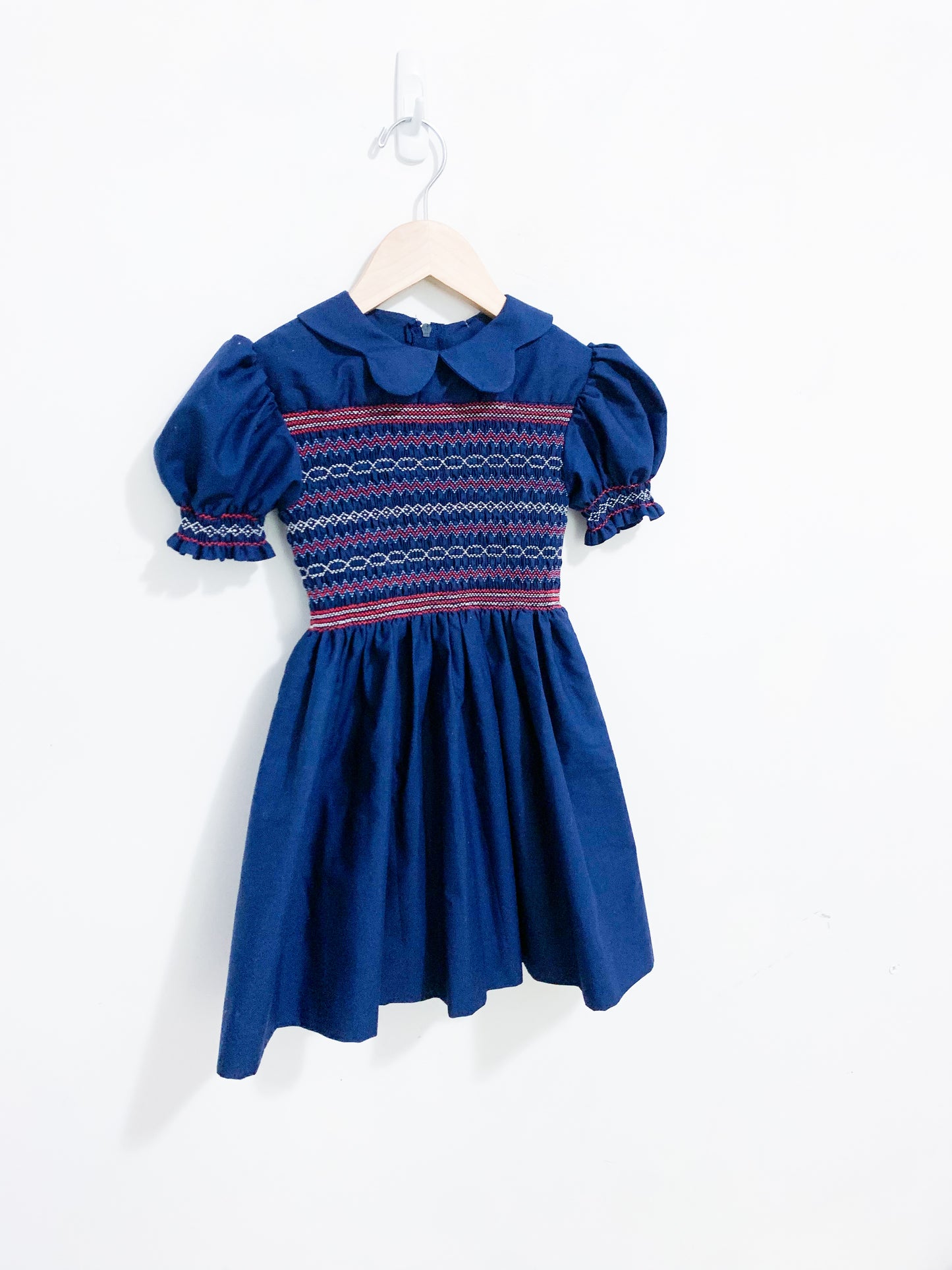 Vintage Hand Smocked Puff Sleeve Dress 3-4 years