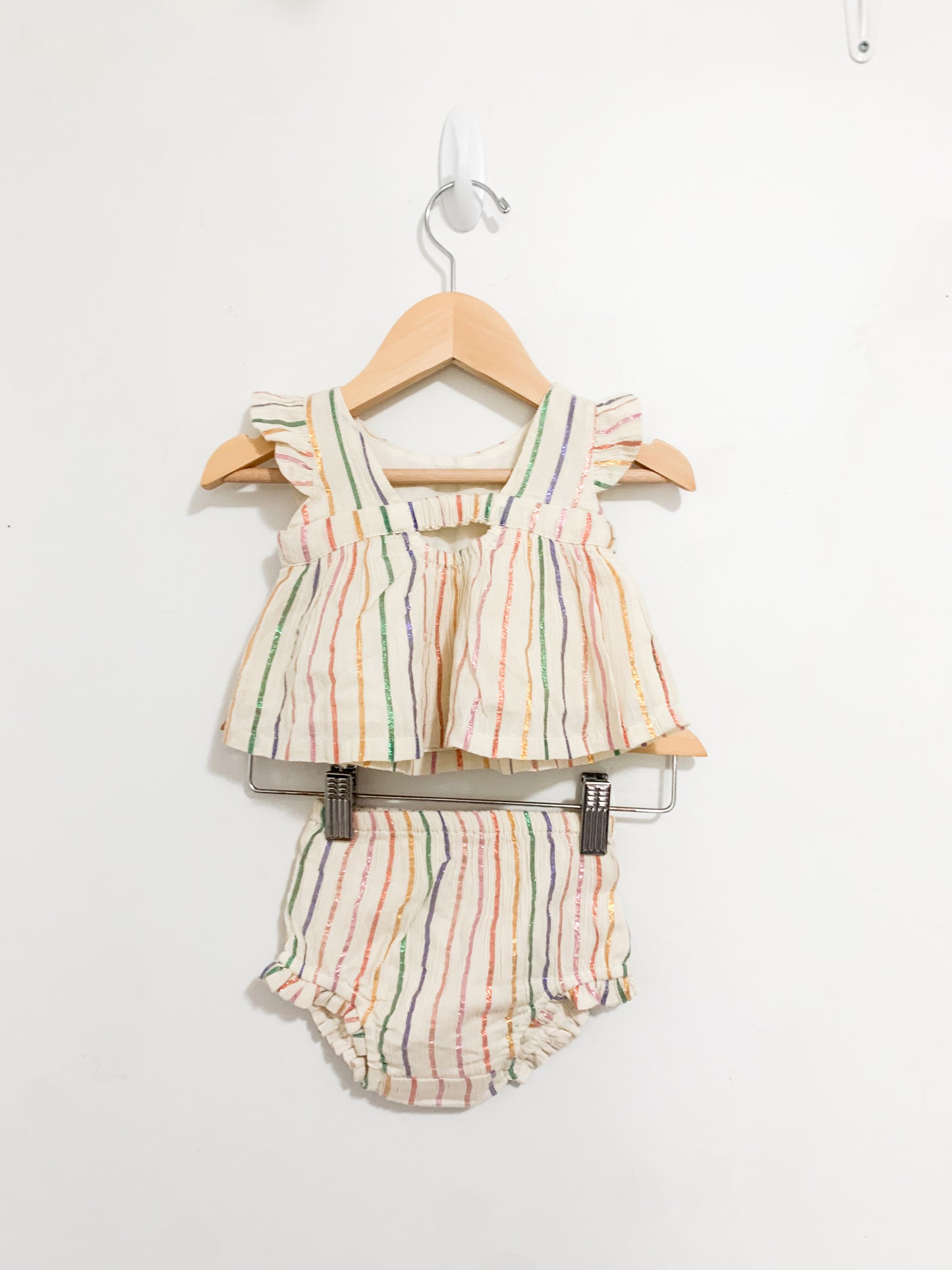 Baby Gap Cotton + Lamè Striped Top + Bloomer Set 0-3 months