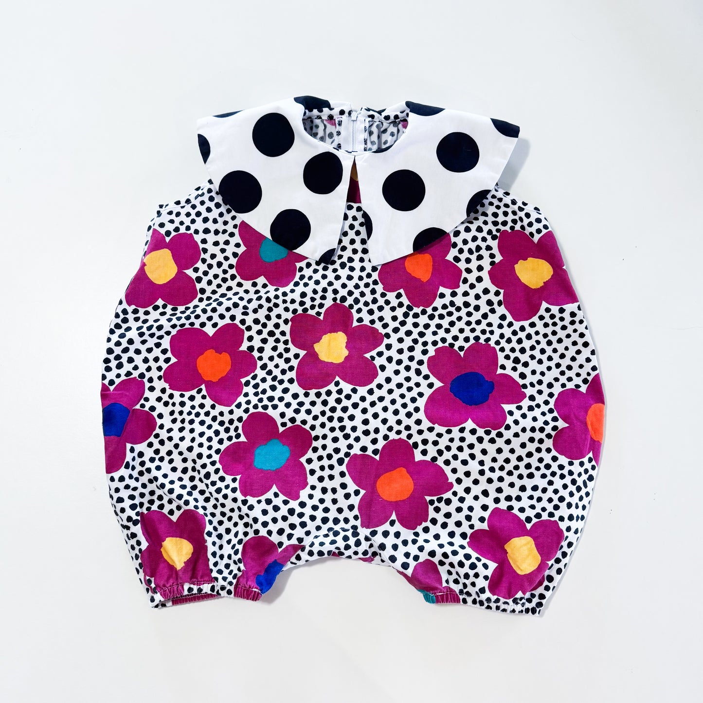 Vintage zoodles polka floral romper