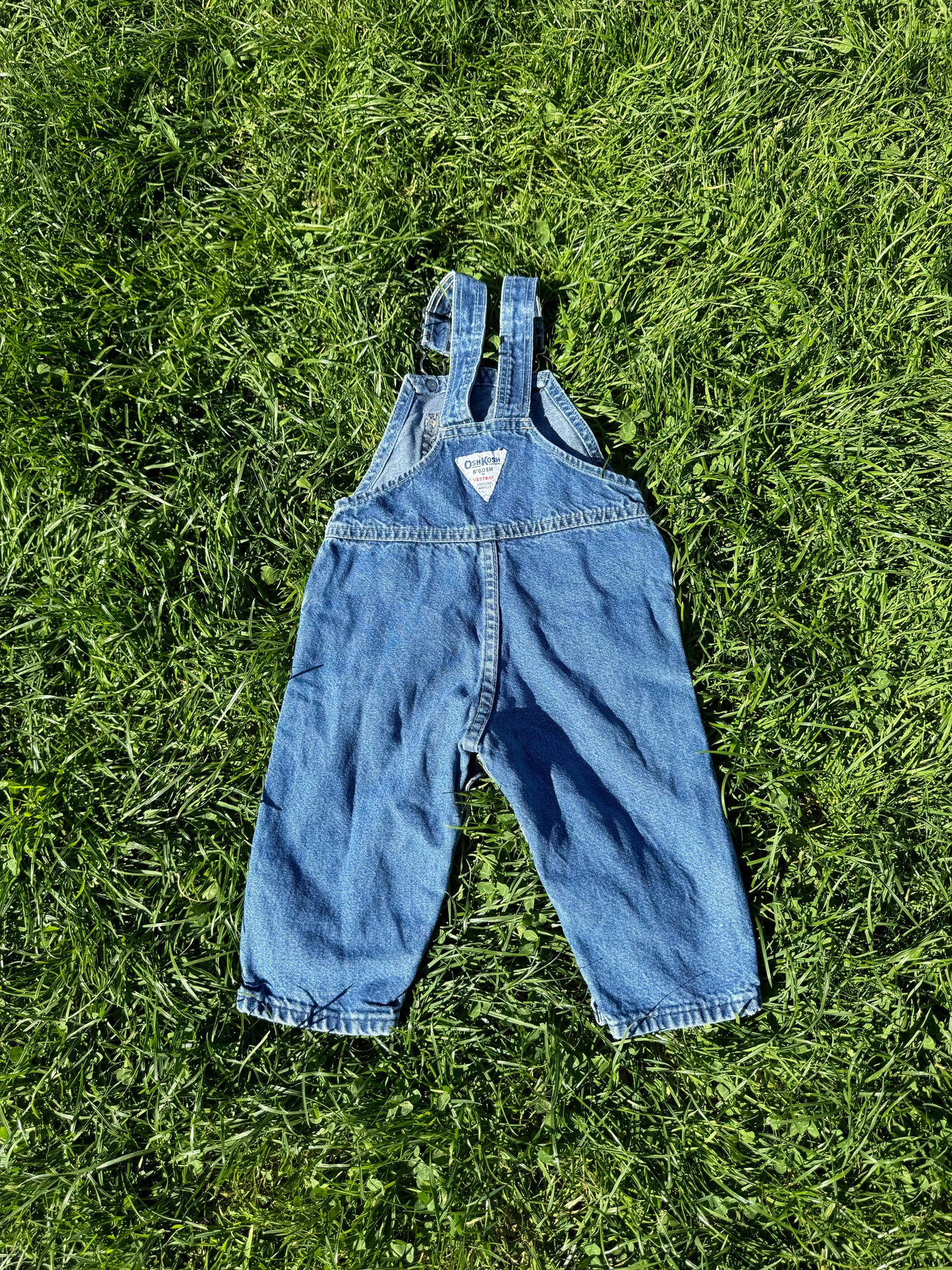 Vintage Oshkosh Denim Overalls with Front Pleats 18 months