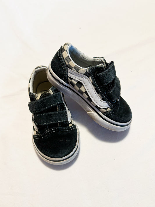 Vans Old Skool Solid/Checkered Velcro Shoes 5US