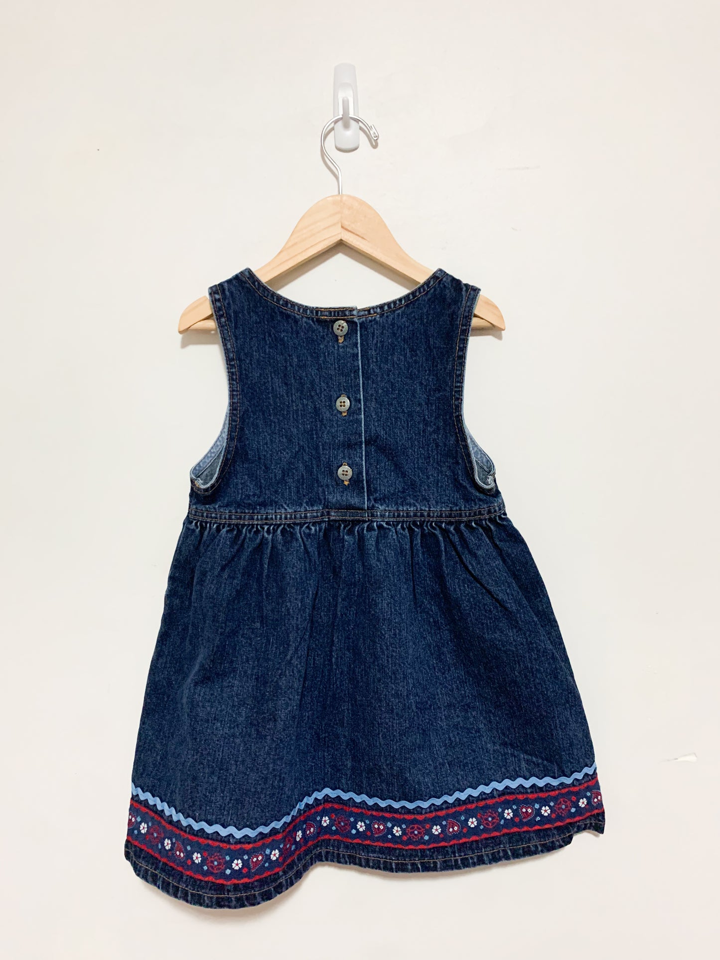 Vintage Oshkosh Denim Heart Embroidered Dress 3X