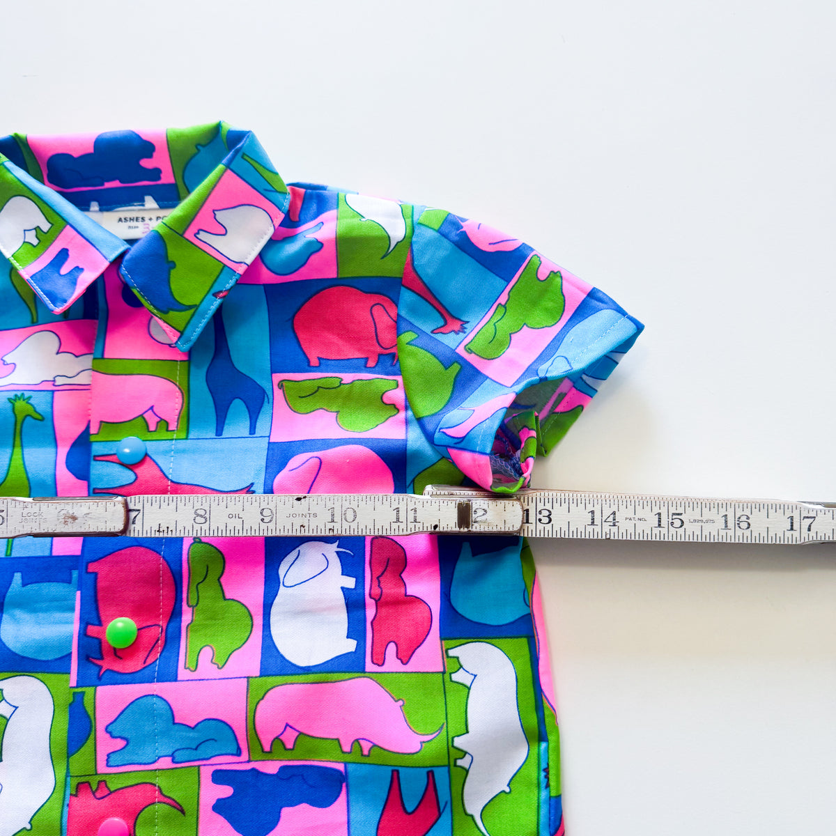 Upcycled Neon Animal Zoo Shirt and Short Set 3-4 years