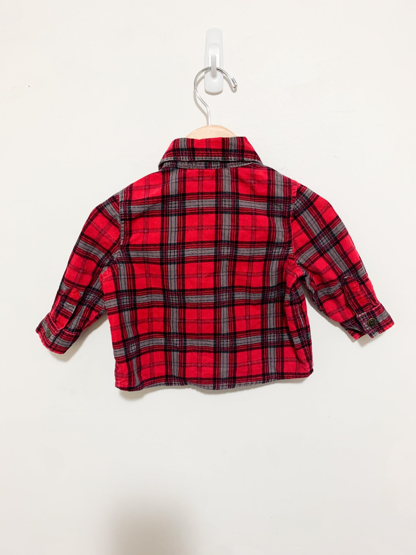 Retro Please Mum Plaid Corduroy Snap Front Shirt 3-6 months