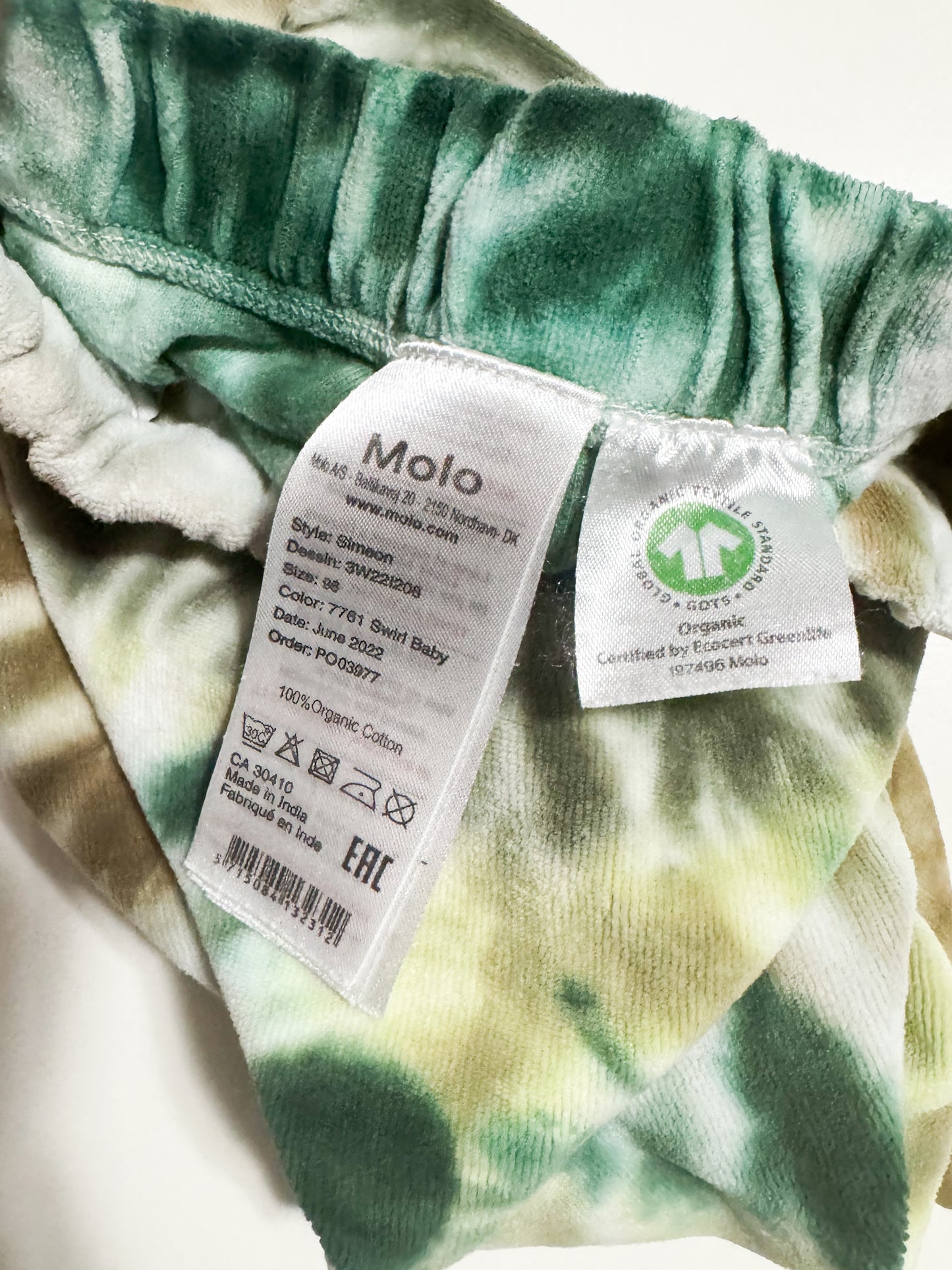 Molo Tie-Dye Velour Joggers size 2-3y