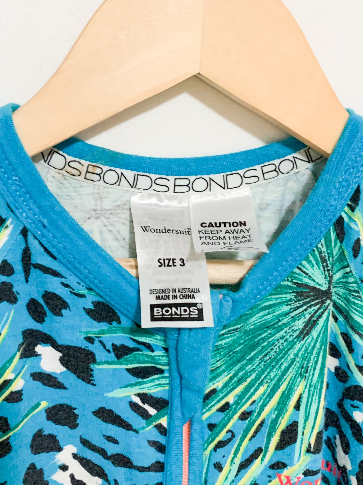 Bonds Palm Leaf Leopard Print Wondersuit Size 3