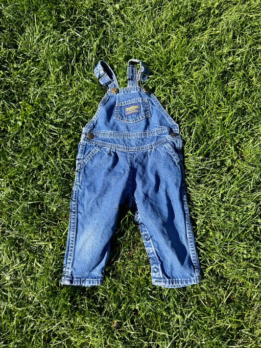 Vintage Oshkosh Denim Overalls with Front Pleats 18 months