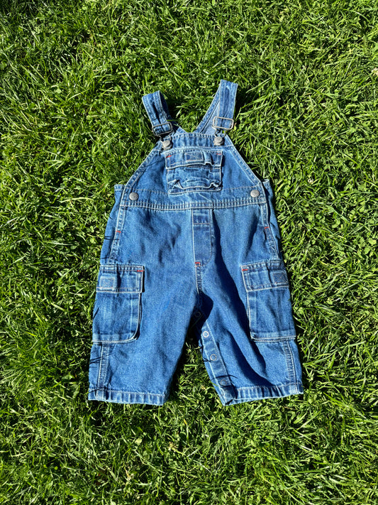 Vintage Baby Gap Denim Cargo Overalls 3/6 months