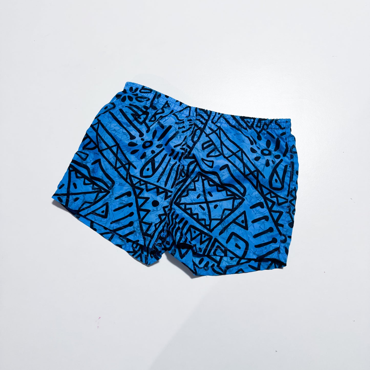 Vintage Blue and black print swim shorts