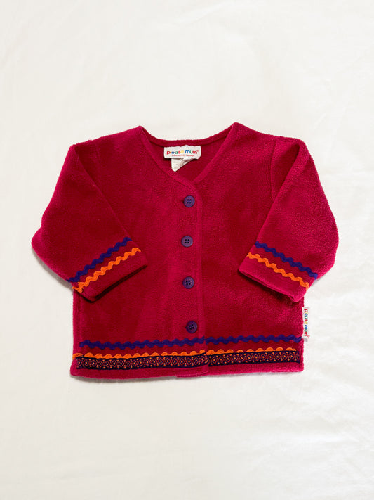 Vintage Please Mum Fleece Embellished Cardigan Size 12-18 months