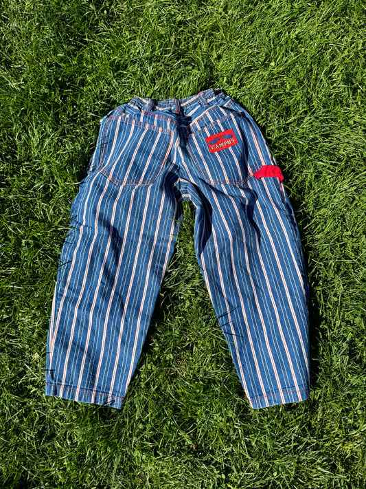 Vintage Please Mum striped Denim Carpenter Pants 5-7 years