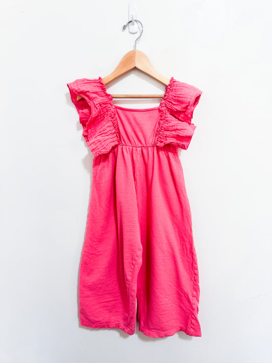 Zara Pink Cotton Flutter Sleeve Trouser Romper 4-5 years