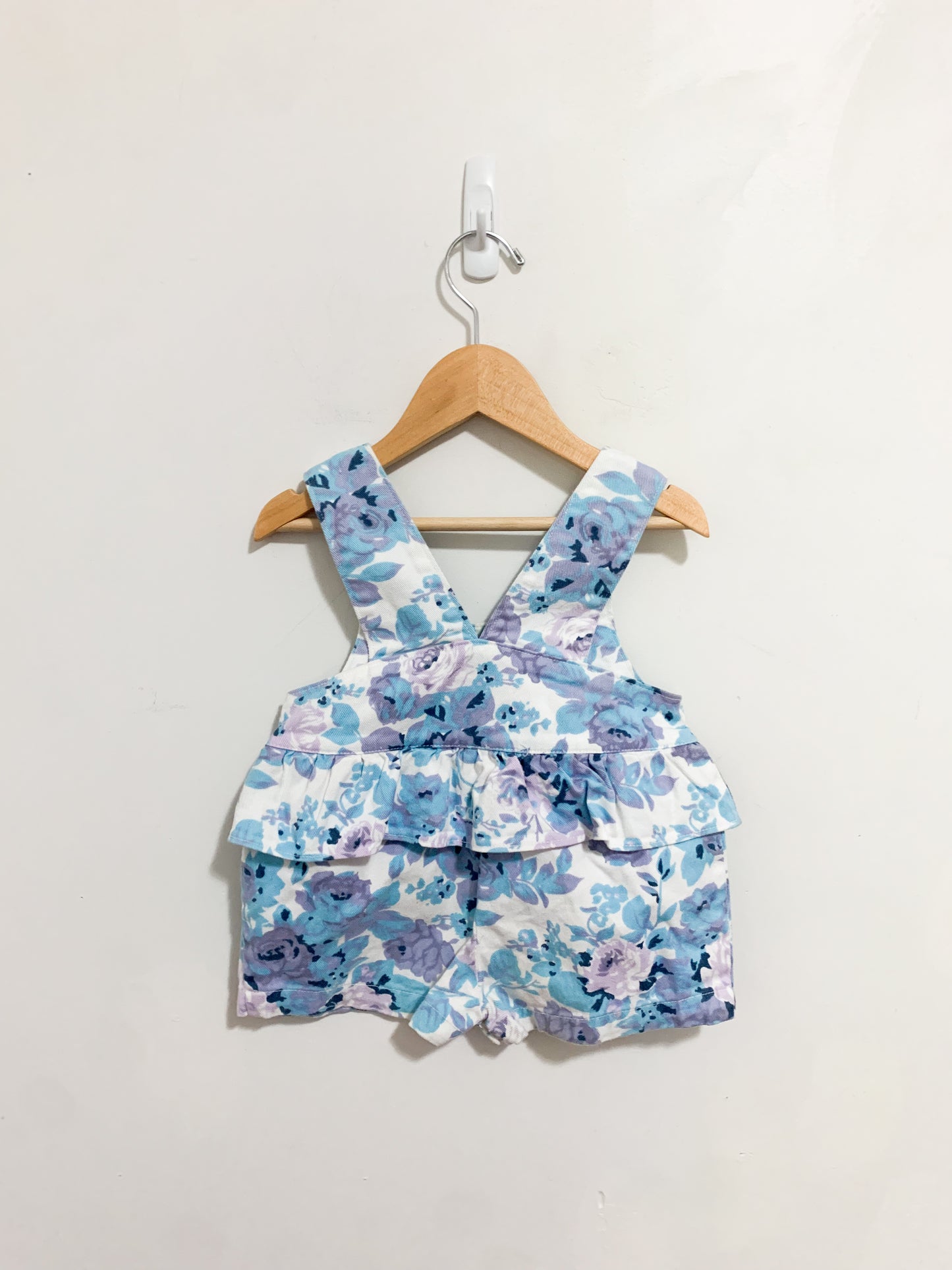 Vintage Floral Denim Bubble Short Romper 12 months