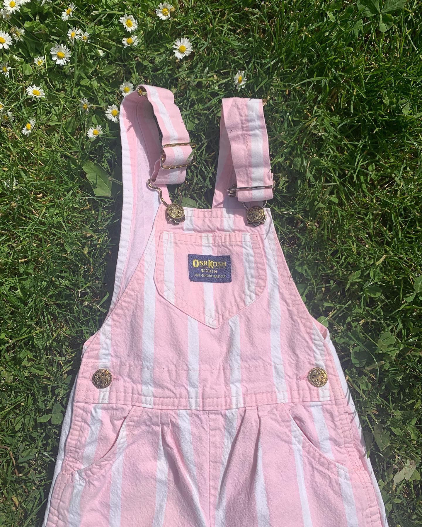 Vintage Oshkosh Striped Knee Pocket Overalls 3T