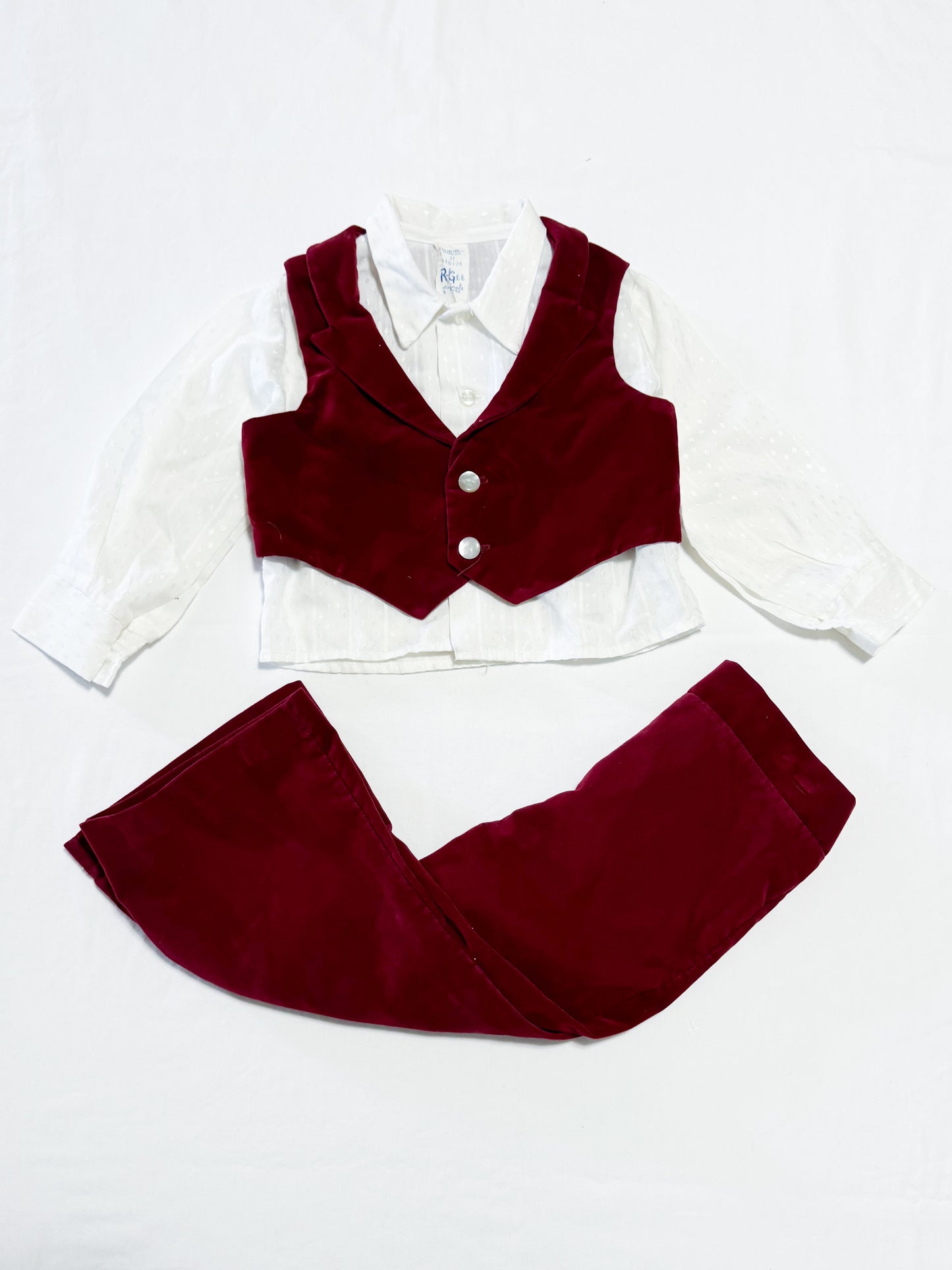 Vintage Burgundy Velvet 3 Piece Suit 3T