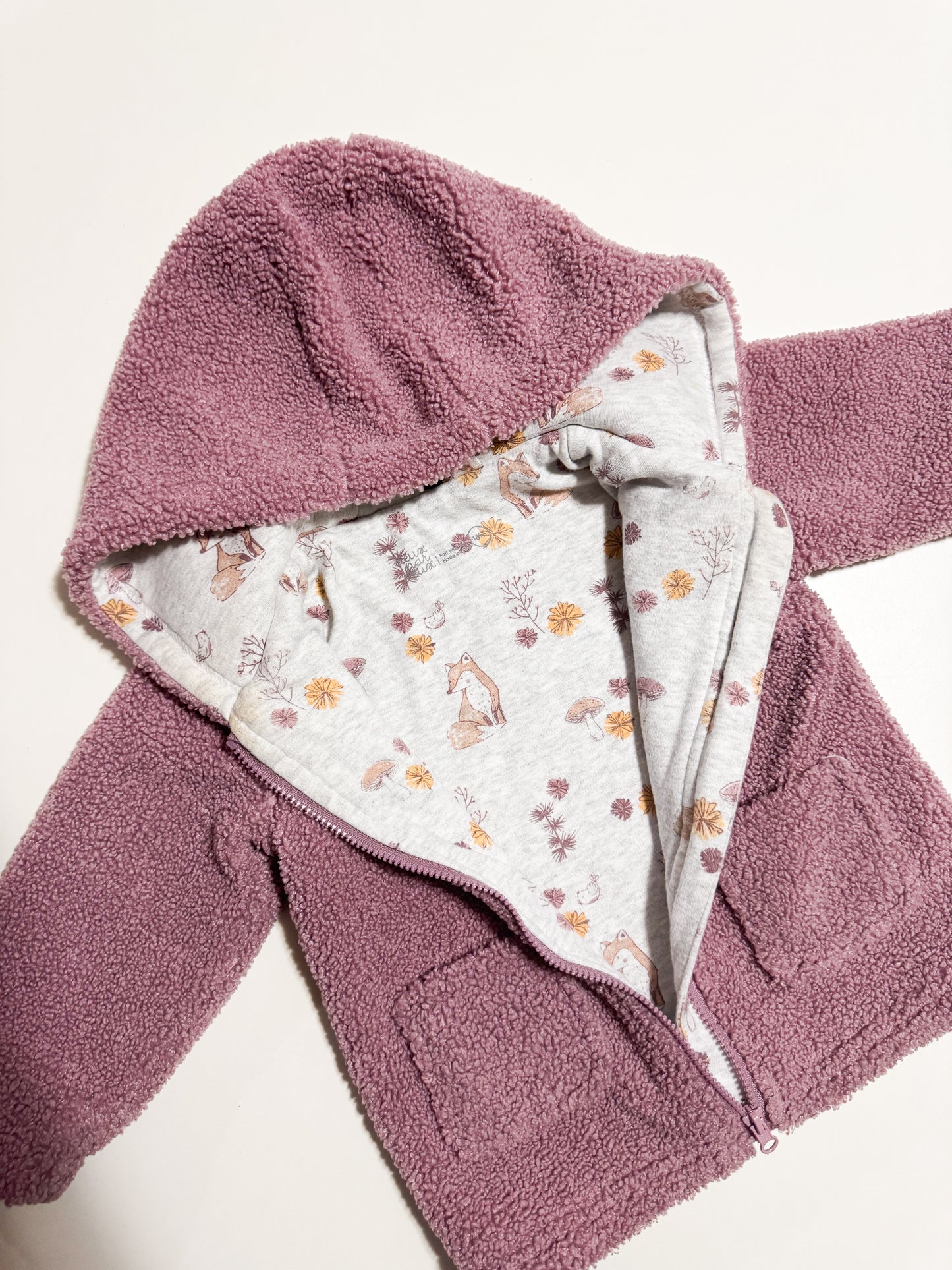 Deux par Deux lined Hooded Zipup Sweater size 18-24 months