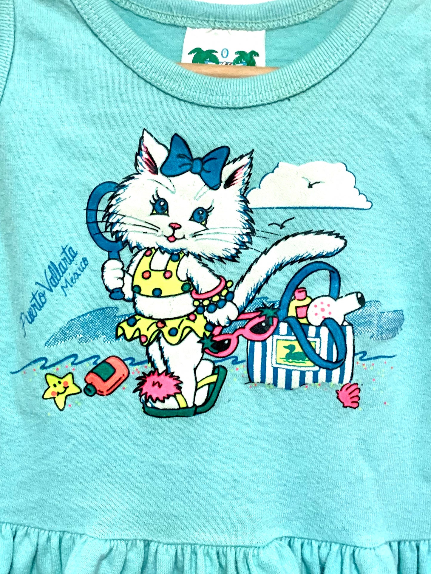 Vintage Puerto Vallarta Kitty Peplum Tank Top 6-18 months