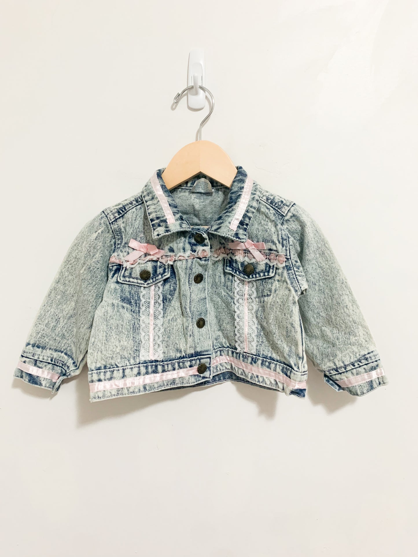 Vintage Hopscotch Acid Wash Cropped Denim Jacket 1-2years