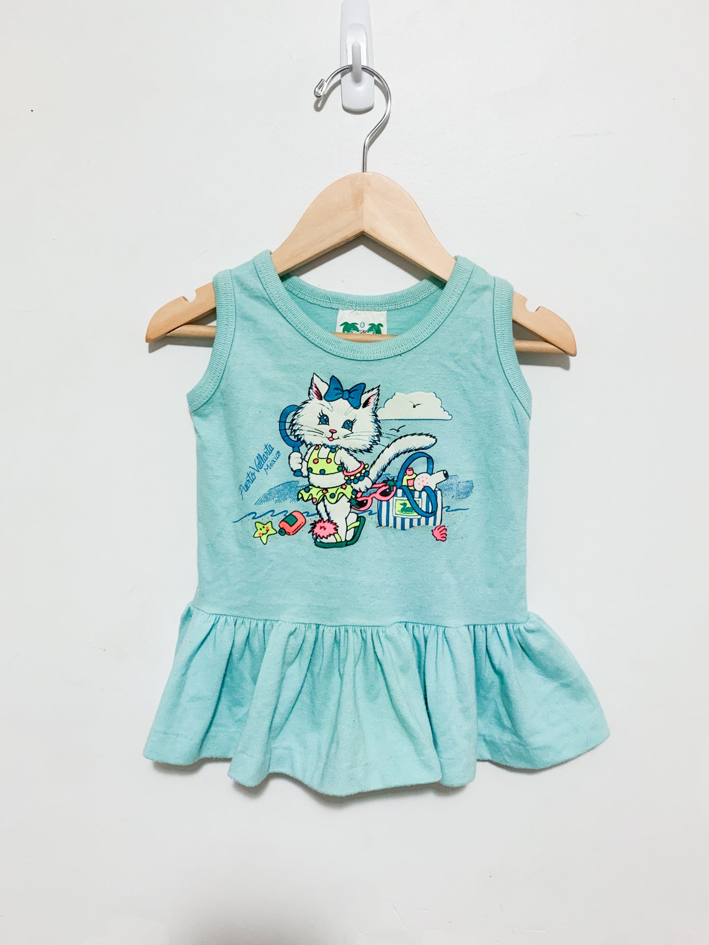 Vintage Puerto Vallarta Kitty Peplum Tank Top 6-18 months