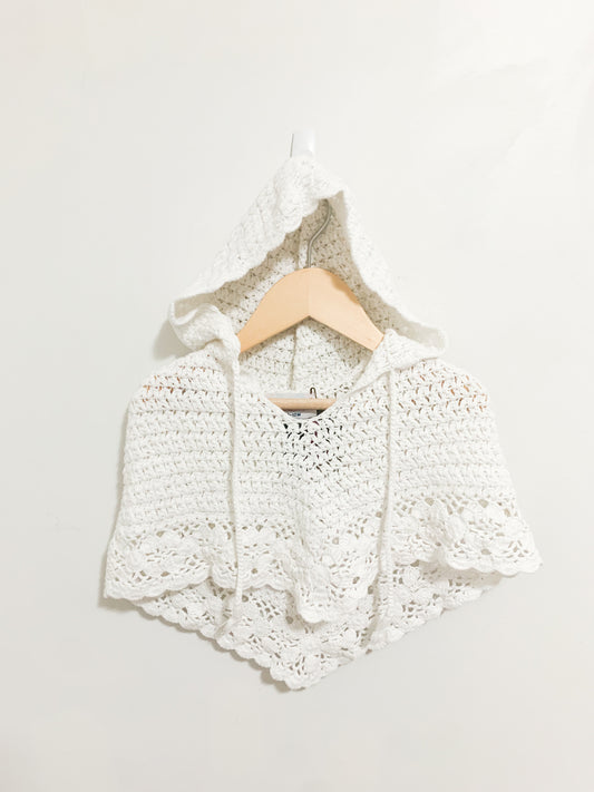 Vintage Please Mum Crochet Hooded Poncho 6m-2years