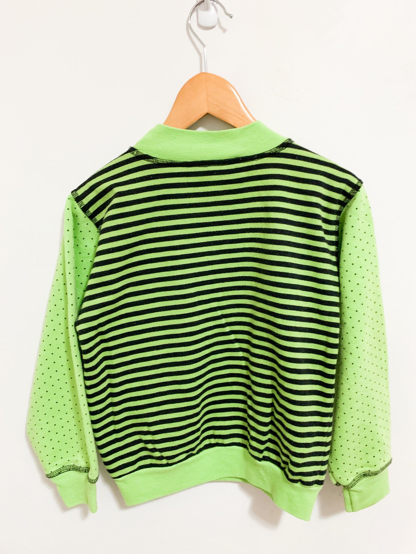 Vintage Neon Lime Green Eaton Stripe and Dot Sweatshirt 8 years