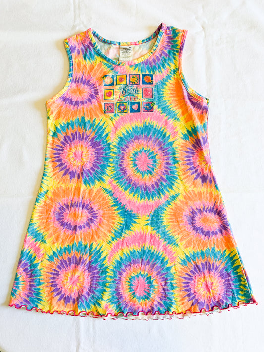 Vintage Sparkly Tie Dye Print Dress 10-12 years