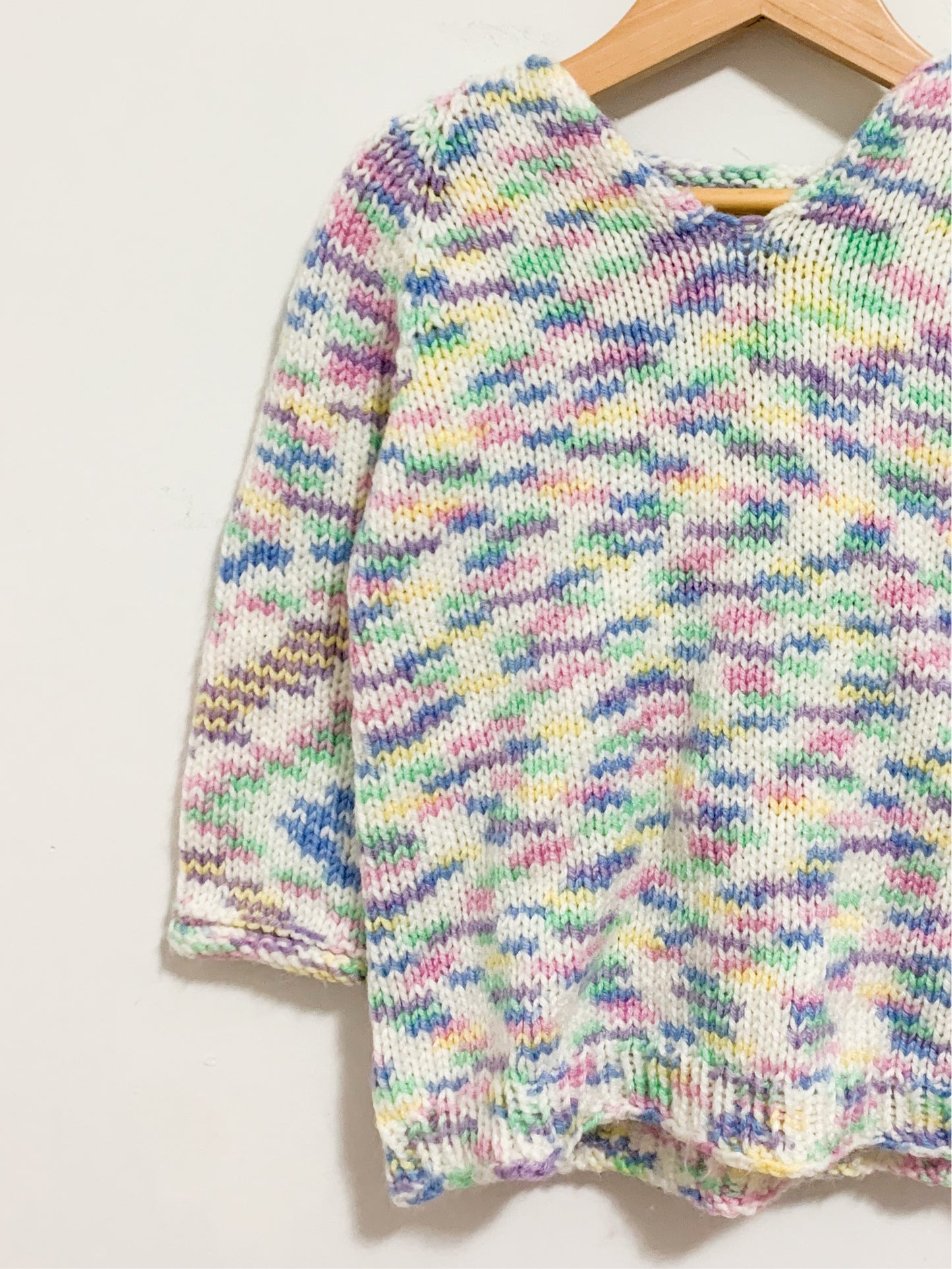 Handknit Rainbow Knit Hooded Tunic 3-5 years