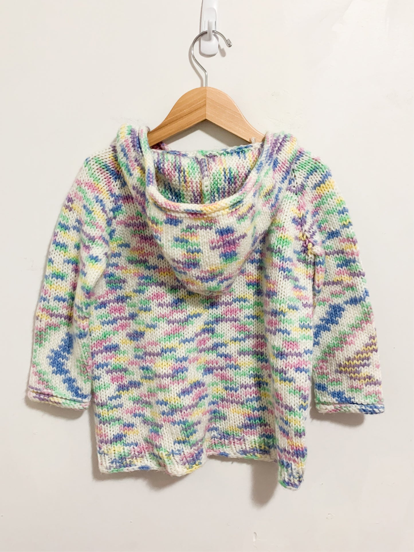 Handknit Rainbow Knit Hooded Tunic 3-5 years