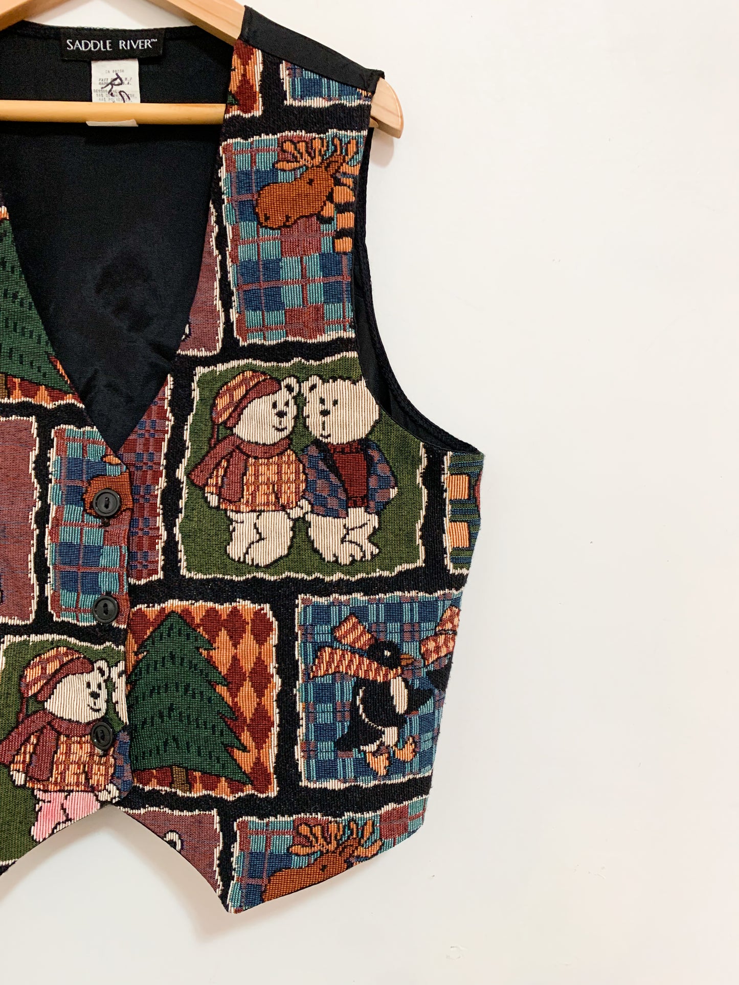 Vintage Jacquard Christmas Vest Youth Large